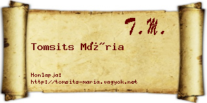 Tomsits Mária névjegykártya