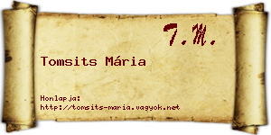 Tomsits Mária névjegykártya